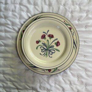 Lenox Poppies on blue dinnerware